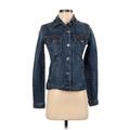 J.Crew Factory Store Denim Jacket: Short Blue Print Jackets & Outerwear - Women's Size 2X-Small