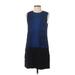 Rebecca Taylor Casual Dress - Mini Crew Neck Sleeveless: Blue Print Dresses - Women's Size 2