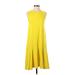 Zara Casual Dress - A-Line: Yellow Solid Dresses - Women's Size Small