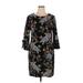 Phase Seven Casual Dress - Mini Crew Neck 3/4 sleeves: Black Floral Dresses - Women's Size 14