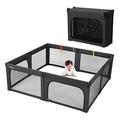 Doradotey Playpen Foldable Baby Playpen, 79x71 Play Pen Babies and Toddlers Adjustable Shape Play Pens for Indoors Large Playpens, Dark Black