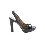 Coach Heels: Slip On Chunky Heel Cocktail Party Black Print Shoes - Women's Size 10 - Peep Toe