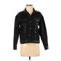 For The Republic Denim Jacket: Short Black Print Jackets & Outerwear - Women's Size X-Small