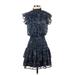 Aqua Casual Dress - Mini Mock Short sleeves: Blue Dresses - Women's Size Small