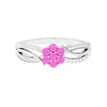 Rosec Jewels Created Pink Sapphire Infinity Ring for Her, AAAA Quality, Floral Inspired Gemstone Ring for Women, White Gold, Size:Z