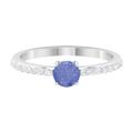 Rosec Jewels 1 CT Round Tanzanite Solitaire Ring with Diamond Side Stones - December Birthstone, White Gold, Size:G1/2