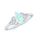 Rosec Jewels Opal Solitaire Celtic Knot Ring | 4X8 MM Marquise Ethiopian Opal | AAA Quality | Promise Engagement Ring, Sterling Silver, Size:Q