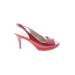Nine West Heels: Red Solid Shoes - Women's Size 6 1/2 - Peep Toe