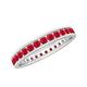 Rosec Jewels Lab Created Ruby Channel Set Eternity Ring for Women, AAAA Quality Certified Ruby, Wedding Anniversary Ring, White Gold, Size:Z