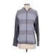 Adidas Zip Up Hoodie: Gray Color Block Tops - Women's Size Small