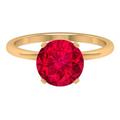 Rosec Jewels 2.75 CT Lab Created Ruby Ring, Created Ruby Solitaire Ring, Created Ruby Gold Ring for Women (9 MM Round Cut Lab Created Ruby), Yellow Gold, Size:H1/2