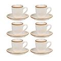 Dibor Espresso Cups Set of 4 Coffee Mug Cups and Saucers Ivory White Stoneware Ceramic Coffee Shot Cups Breakfast Coffee Cup Set