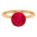 Rosec Jewels 2.75 CT Lab Created Ruby Ring, Created Ruby Solitaire Ring, Created Ruby Gold Ring for Women (9 MM Round Cut Lab Created Ruby), Yellow Gold, Size:S1/2