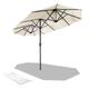 VOUNOT 3m Double Garden Parasol, Extra Large Rectangular Patio Table Umbrella, with Crank Handle, Protective Cover, UV 50+, Beige