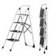 Step Ladder, Stainless steel Safer Folding Step Stool Ladder, Sturdy 330Lbs Load Stylish Step Stools for Adults, Stepladders Step Ladder for Home with Anti-Slip Wide Pedals (White, Four-step)