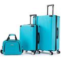 Rockland 3 Set, 2-Piece Hardside Spinner Wheel Upright Luggages with Tote, Turquoise, Turquoise, Rockland 3-piece Luggage Set, 2-piece Hardside Spinner Wheel Upright Luggages With Tote