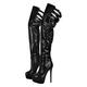 blingqueen Stiletto Thigh High Boots for Women Platform Heel Stilettos Super Sky High Heels Over The Knee High Boots Side Zip Up Booties Round Closed Toe Long Shaft Sock Boots Black Size 6