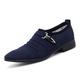 New Oxford Formal Shoes for Men Slip On Pointed Cap Toe Pleated Canvas Non Slip Low Top Rubber Sole Anti-Slip Working (Color : Blue, Size : 9 UK)