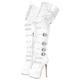 blingqueen Women's Platform Thigh High Boots with Zipper Stiletto Heel Over The Knee High Boots Lace Up Punk Motorcycle Boots Buckles Chains Rivets Ornamented Long Shaft Sock Boots White Size 9