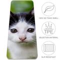 Desheze Animal Black And White Cat Yoga Mat Exercise Mat Tpe Eco Friendly Non-Slip Thickness 6mm Gymnastics Mat Pilates Mat With Yoga Bag 183x61cmx0.6cm