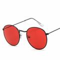 MiqiZWQ Sunglasses womens Sunglasses Women Classic Vintage Oval Sun Glasses Eyewear Round Mirror Small Metal Frame-C5 Black Red-A