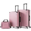 Rockland 3 Luggage Set, 2-Piece Hardside Spinner Wheel Uprights with Tote, Pink, Pink, Rockland 3-piece Luggage Set, 2-piece Hardside Spinner Wheel Uprights With Tote