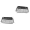 TOPBATHY 2 Sets Stainless Steel Bakeware Metal Baking Dish Square Griddle Roasting Rack Nonstick Cooling Rack Metal Oven Tray Stainless Steel Deep Oven Trays Pizza Kits Baking Pan Non Stick