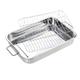 Stainless Steel Deep Roasting Tray, Baking Tray with Grill, for Chicken Turkey Vegetables, Sliver(39 * 28 * 6CM)