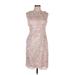 Adrianna Papell Cocktail Dress - Sheath High Neck Sleeveless: Pink Print Dresses - Women's Size 6