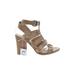 American Eagle Shoes Heels: Strappy Chunky Heel Bohemian Tan Print Shoes - Women's Size 8 1/2 - Open Toe