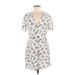 Miss Selfridge Casual Dress - Mini V Neck Short sleeves: White Floral Dresses - Women's Size 8