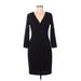 DKNY Casual Dress - Sheath V Neck 3/4 sleeves: Black Print Dresses - New - Women's Size 8