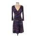 Laundry by Shelli Segal Casual Dress - Wrap: Purple Marled Dresses - Women's Size 4
