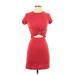 Silence and Noise Casual Dress - Mini Crew Neck Short sleeves: Red Print Dresses - Women's Size X-Small