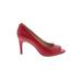 Antonio Melani Heels: Slip-on Stiletto Cocktail Red Solid Shoes - Women's Size 6 - Peep Toe