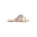 Sandals: Slip-on Kitten Heel Casual Tan Shoes - Women's Size 8 - Open Toe
