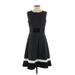 Calvin Klein Casual Dress - A-Line High Neck Sleeveless: Black Print Dresses - Women's Size 4