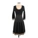 Nine West Casual Dress - A-Line: Black Marled Dresses - Women's Size X-Small