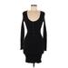 FP BEACH Casual Dress - Mini Scoop Neck Long sleeves: Black Print Dresses - Women's Size Medium