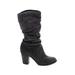 Merona Boots: Slouch Chunky Heel Boho Chic Black Print Shoes - Women's Size 9 - Round Toe