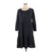 Casual Dress - A-Line Scoop Neck 3/4 sleeves: Gray Solid Dresses - Women's Size X-Large