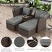 Grey 2-Seater Convertible Loveseat Set w/Storage Boxes & Cup Holder
