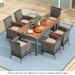 Costway 7 Pieces Outdoor Wicker Dining Set with Acacia Wood Table and - See Details