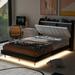 Full Size Upholstery Platform Bed with LED Light Strips, Storage Headboard & 2 USB Charging, Black