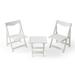 3-pcs Patio Conversation Table and Chair Set, 2 All-weather Foldable Outdoor Club Chairs with Minimalist Rectangular Table