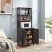 Farmhouse Style Wood Tall Bar Cabinet with Wine Fridge,Kitchen Cabinet Storage Pantry