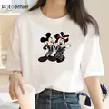 White basic cartoon Mickey Minnie Mouse women's T-shirt Summer new S-5XL T-shirt Casual loose
