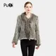 Pudi CT7008 Genuine Knitted Women Rabbit Raccoon Fur Coat Jacket Trench Outwear Parka Russia Winter