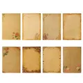 8 Pieces Kraft Writing Paper 8 Patterns Vintage Floral Writing Stationery Papers Brown A5 Mail Paper