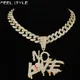 NOLOVE Iced Out Letters Pendants With 13mm Cuban Link Chain AAA+ Rhinestone Pendants Necklaces For